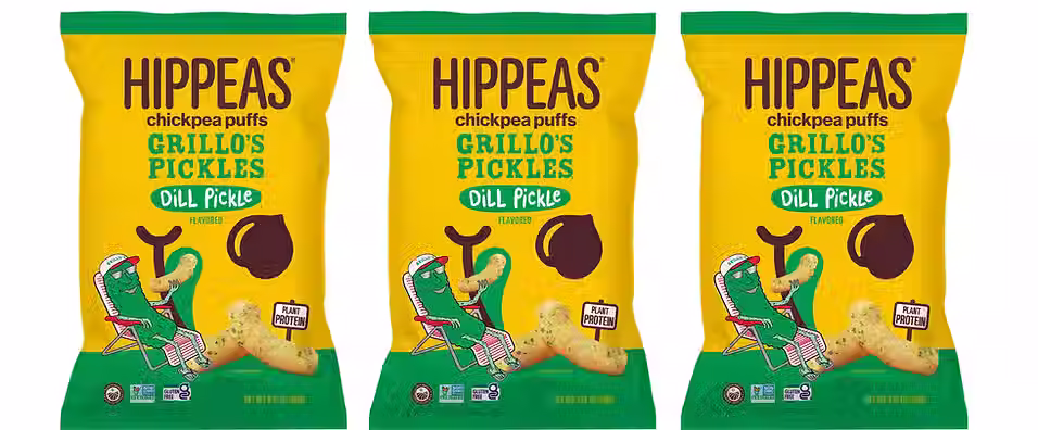 Grillo’s Pickles and Hippeas launch Dill Pickle Puffs