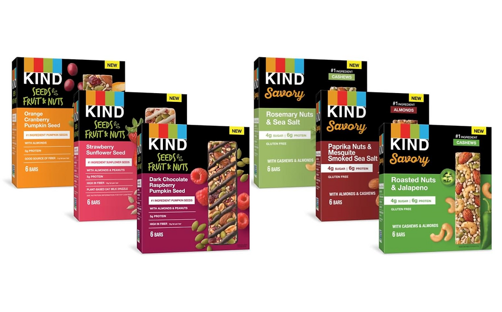 Kind introduces six new sweet and savoury snack bars